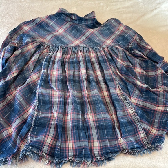 We The Free Plaid Button Down Shirt - Blue and Red - Picture 7 of 7